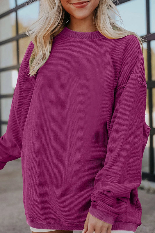 Ribbed Long Sleeve Oversized Sweatshirt