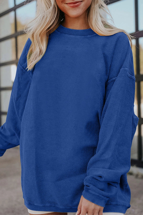 Ribbed Long Sleeve Oversized Sweatshirt